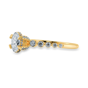 0.70cts. Oval Cut Solitaire Halo Diamond Accents 18K Yellow Gold Ring JL AU 2008Y-B   Jewelove.US