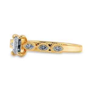 0.30cts. Emerald Cut Solitaire with Marquise Cut Diamond Accents 18K Yellow Gold Ring JL AU 2015Y   Jewelove.US