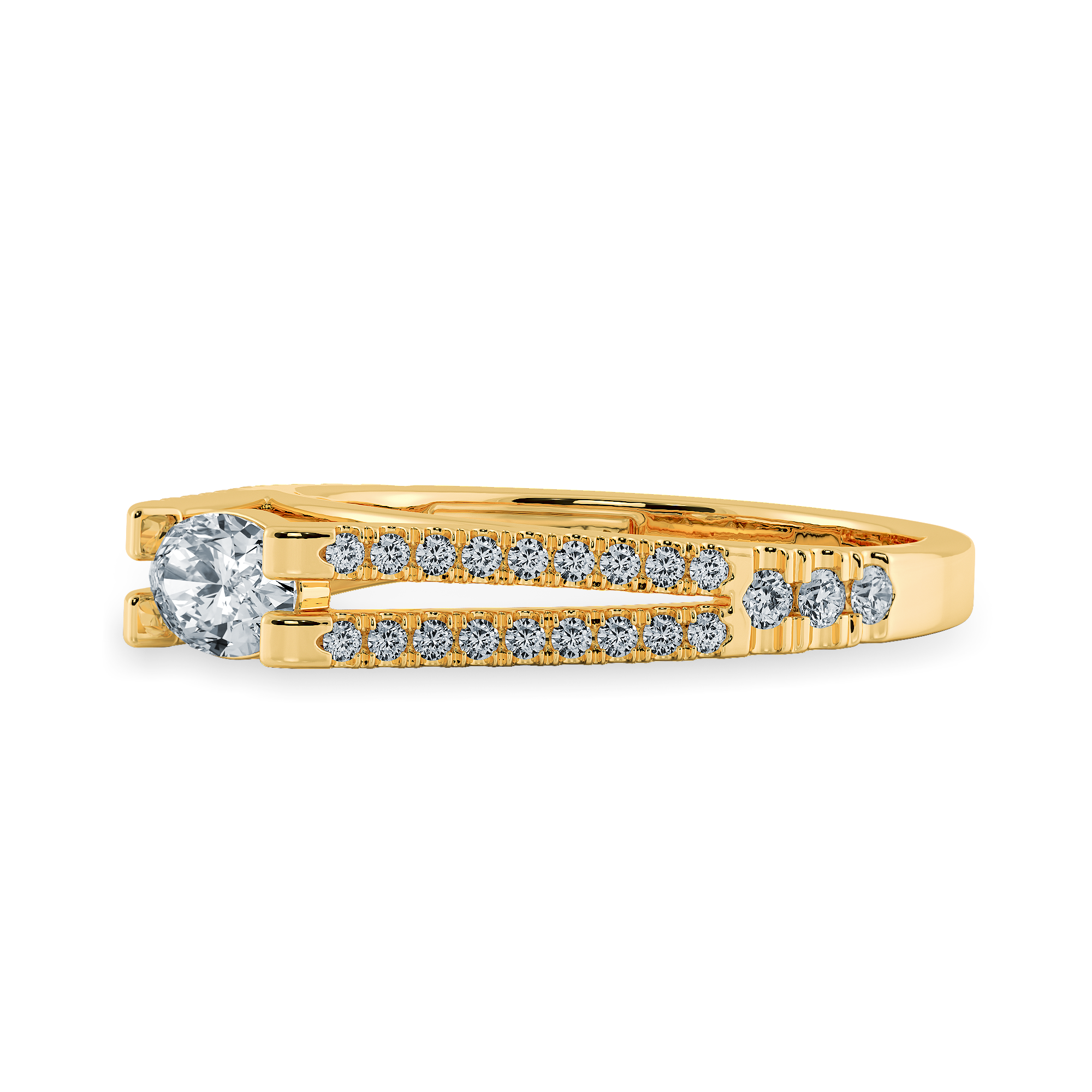 0.50cts. Oval Cut Solitaire Diamond Split Shank 18K Yellow Gold Ring JL AU 1182Y-A   Jewelove.US