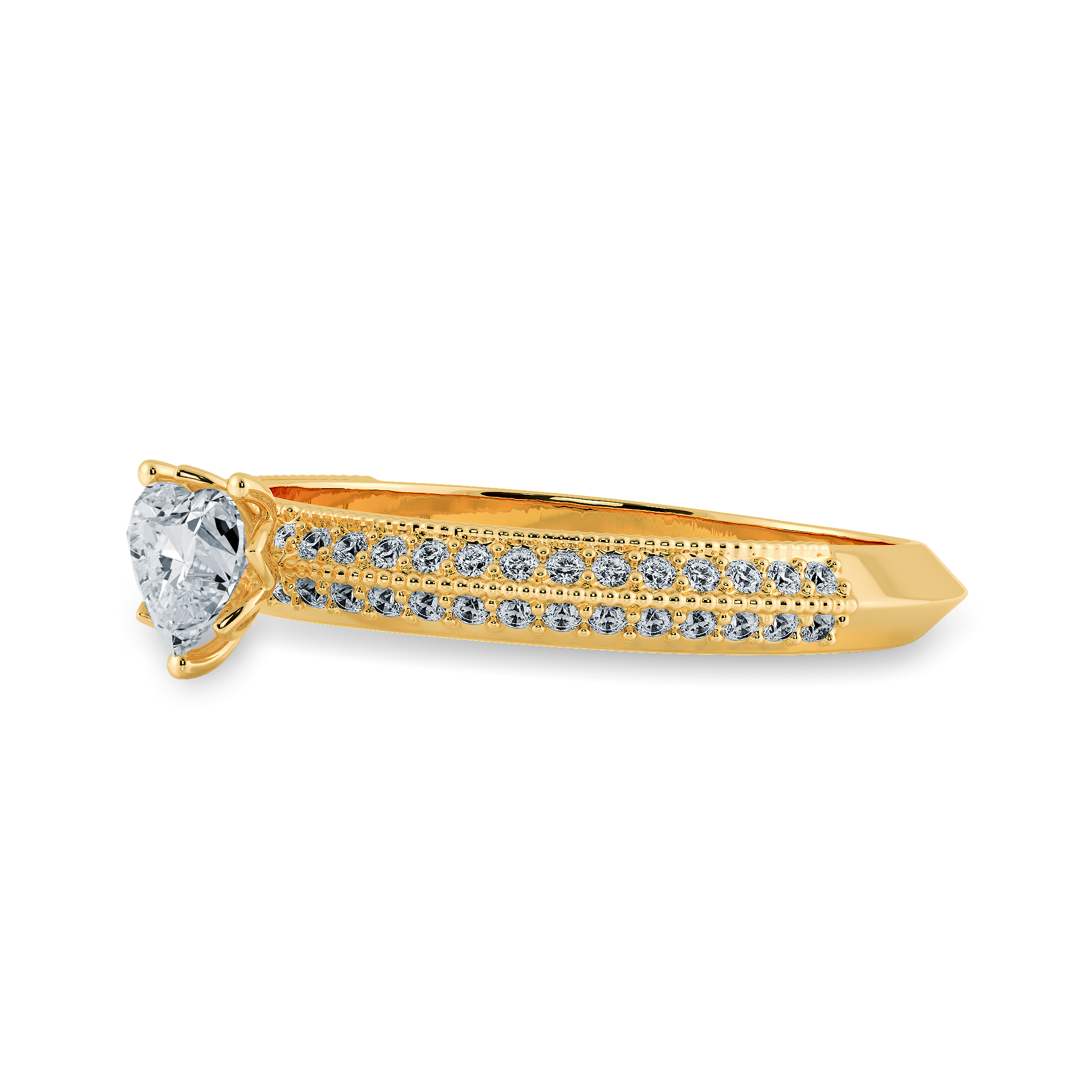 0.70cts. Heart Cut Solitaire Diamond Split Shank 18K Yellow Gold Ring JL AU 1189Y-B   Jewelove.US