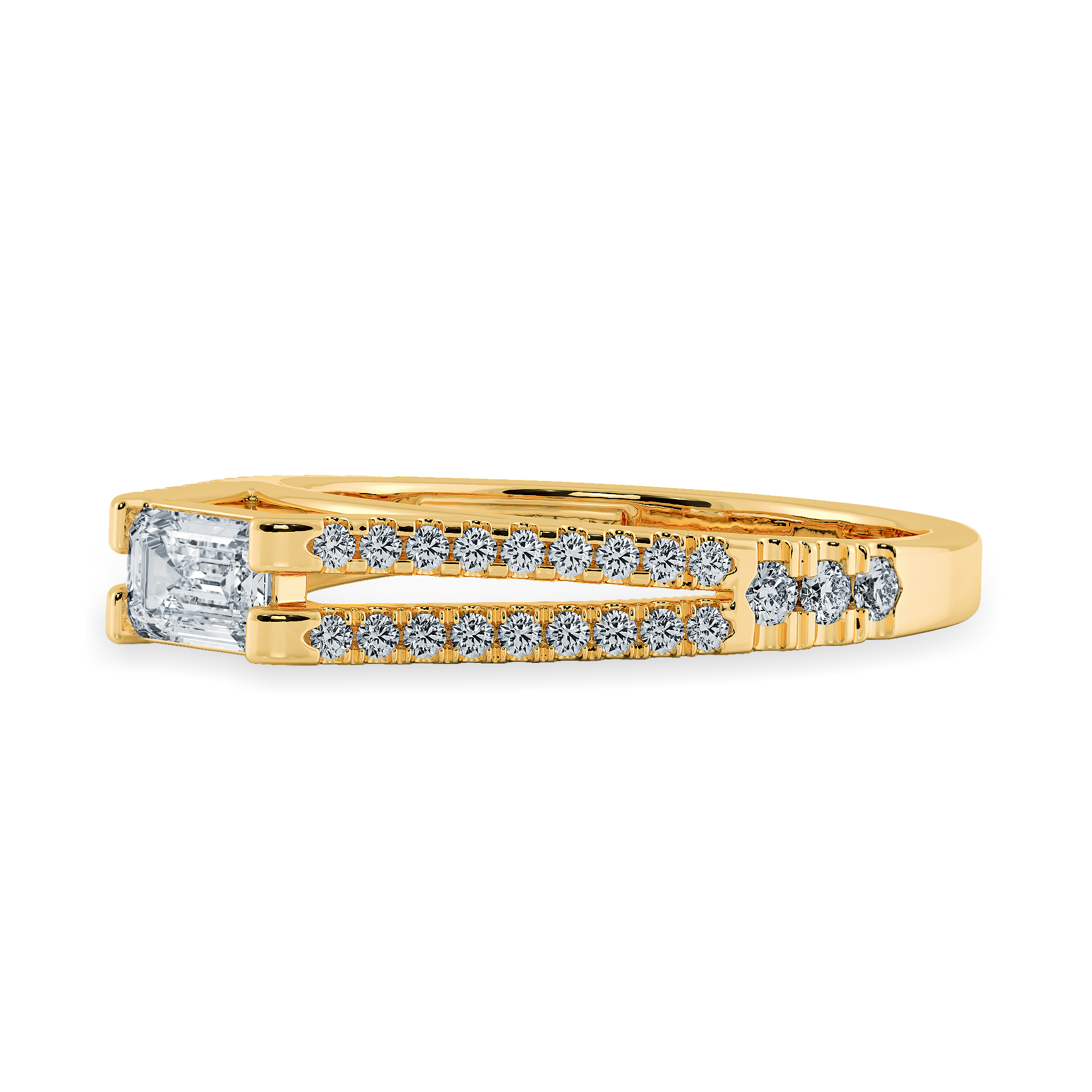 0.30cts. Emerald Cut Solitaire Diamond Split Shank 18K Yellow Gold Ring JL AU 1180Y   Jewelove.US