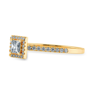 0.50cts. Princess Cut Solitaire Diamond Square Halo Shank 18K Yellow Gold Ring JL AU 1194Y-A   Jewelove.US