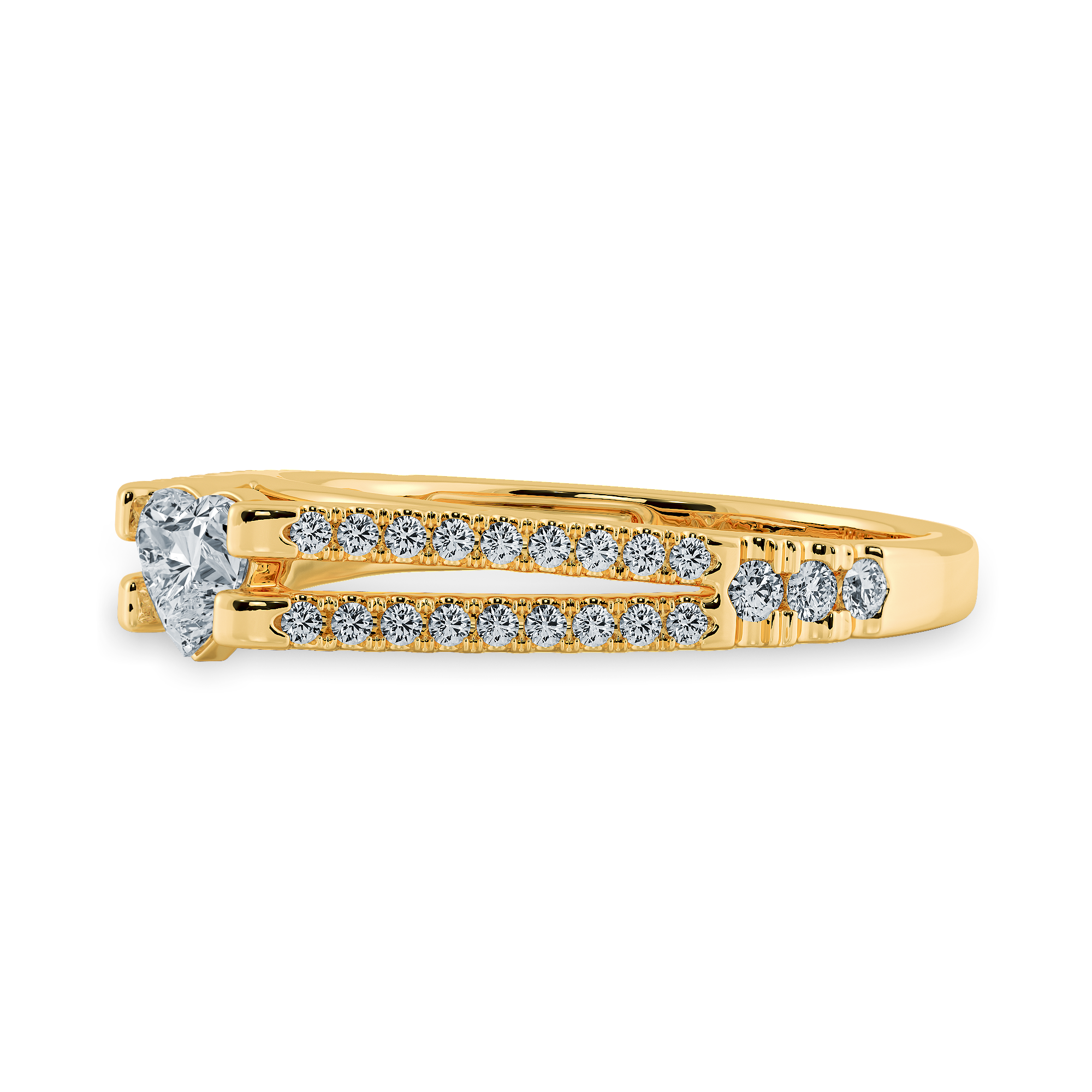 0.50cts. Heart Cut Solitaire Diamond Split Shank 18K Yellow Gold Ring JL AU 1181Y-A   Jewelove.US
