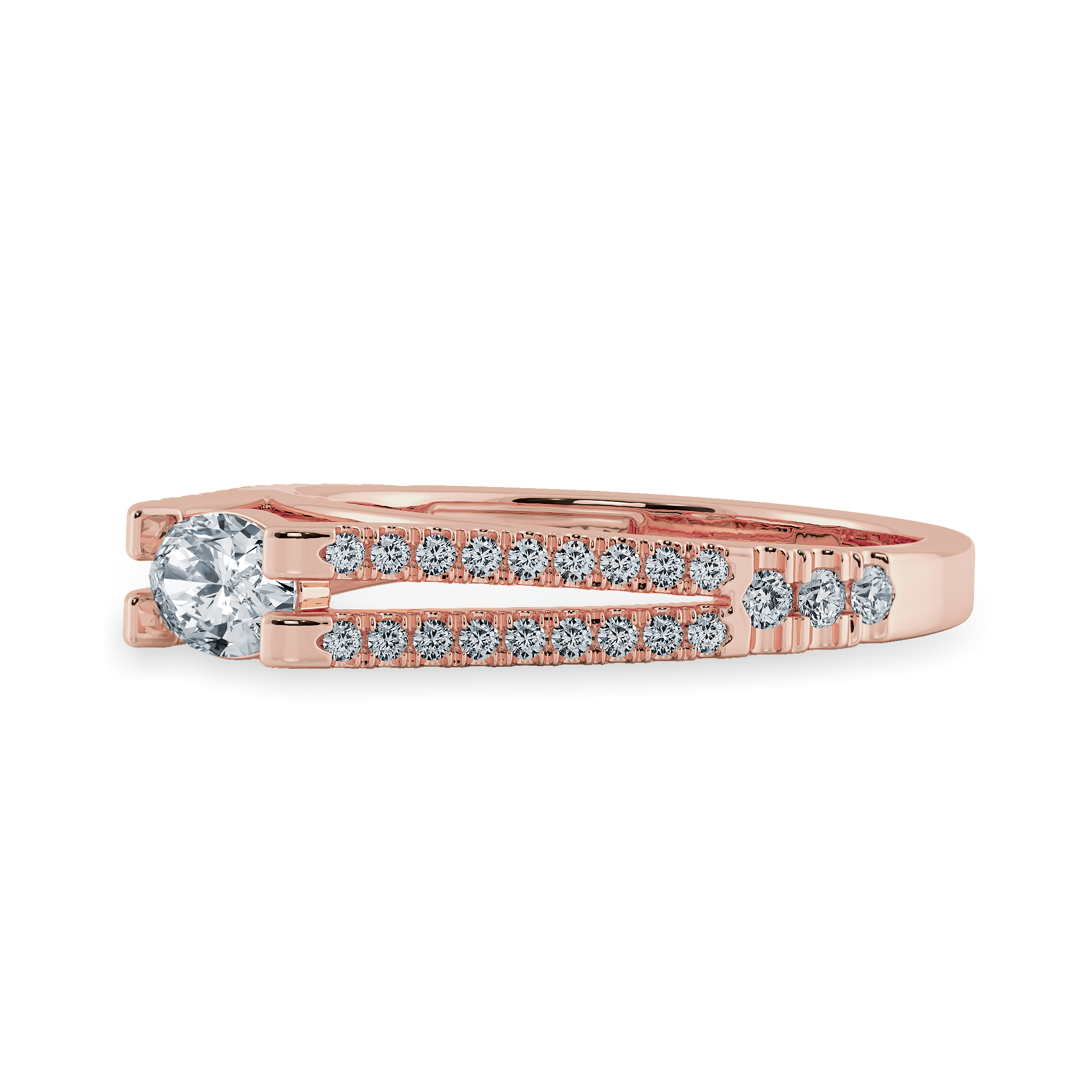 0.70cts. Oval Cut Solitaire Diamond Split Shank 18K Rose Gold Ring JL AU 1182R-B   Jewelove.US