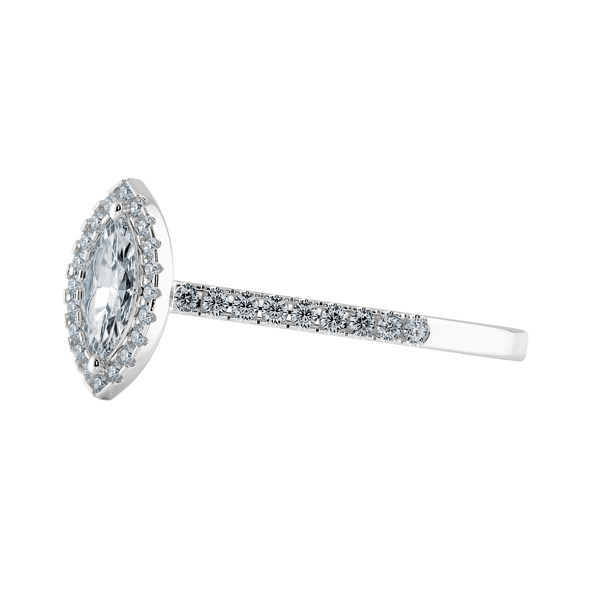 050cts Marquise Cut Solitaire Halo Diamond Shank Platinum Ring JL PT 1201-A   Jewelove.US