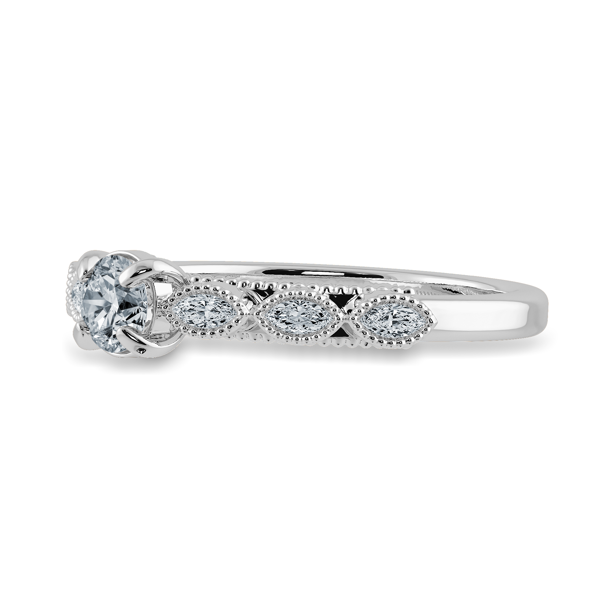 0.70cts Solitaire Platinum Ring with Marquise Cut Diamond Accents JL PT 2011-B   Jewelove.US