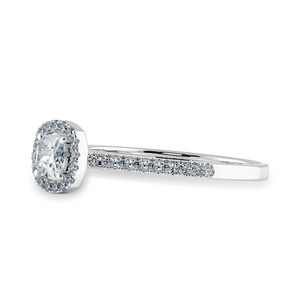 0.50cts. Cushion Cut Solitaire Diamond Halo Shank Platinum Engagement Ring JL PT 1195   Jewelove.US