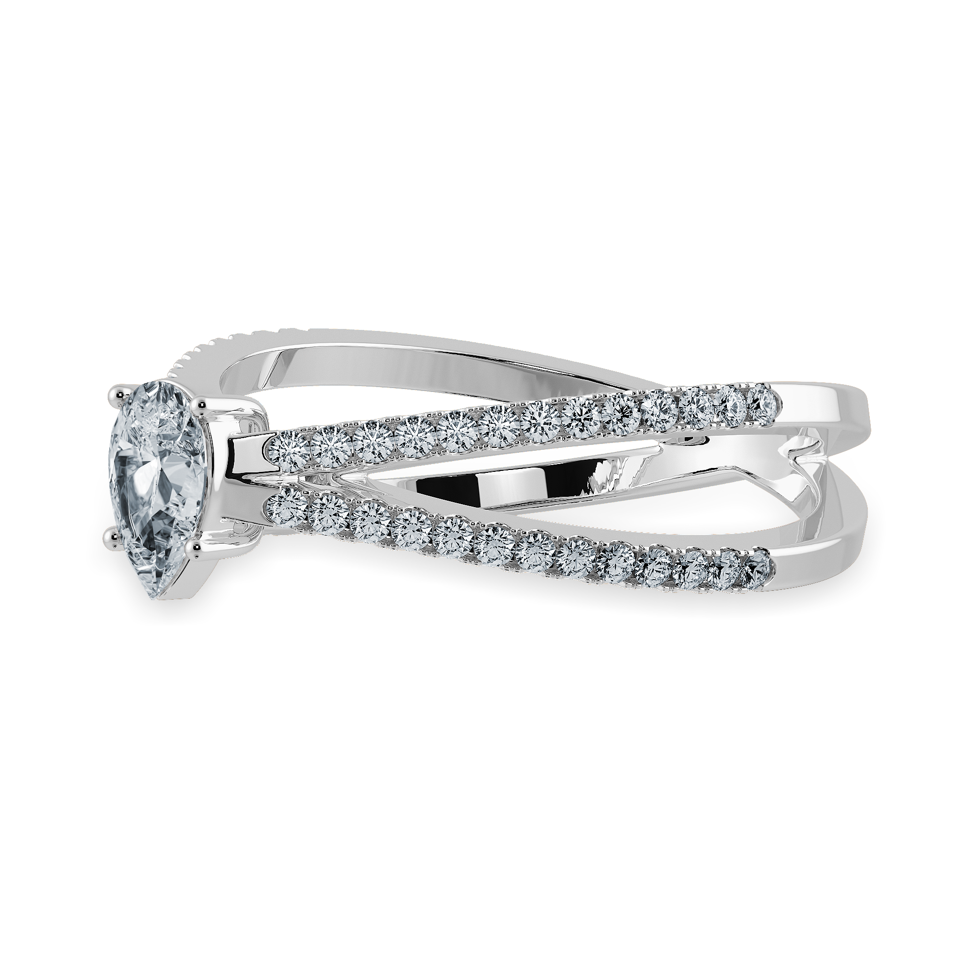 30-Pointer Pear Cut Solitaire Diamond Split Shank Platinum Ring JL PT 1175   Jewelove.US