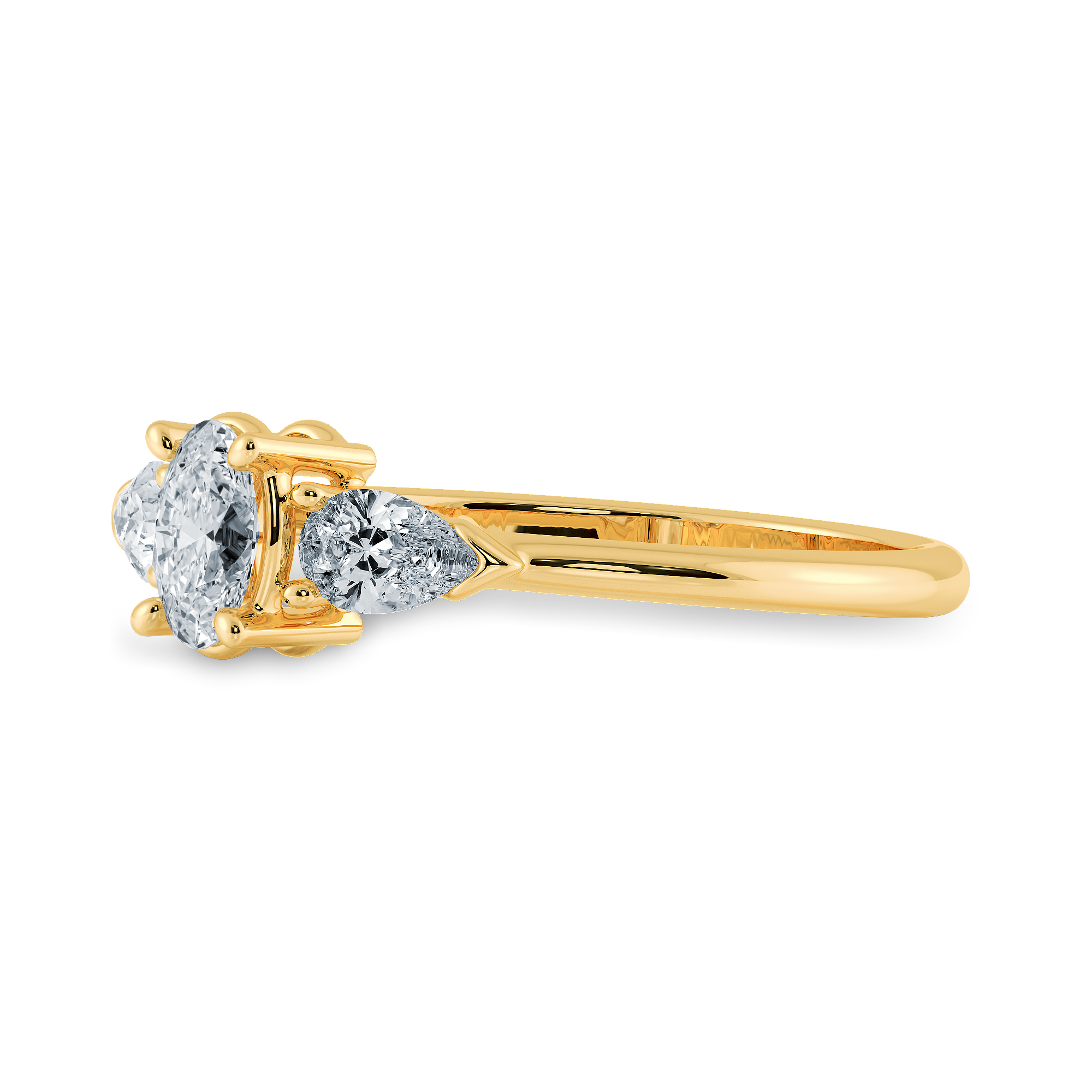 0.50cts. Oval Cut Solitaire with Pear Cut Diamond Accents 18K Yellow Gold Ring JL AU 1206Y-A   Jewelove.US