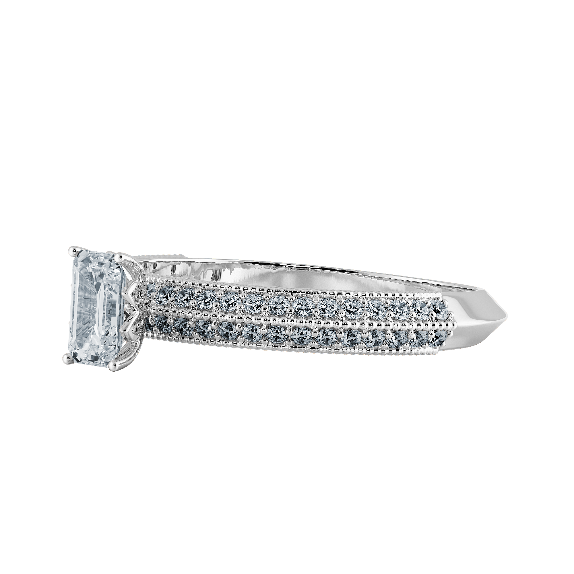 0.50cts Emerald Cut Solitaire Diamond Split Shank Platinum Ring JL PT 1188-A   Jewelove.US