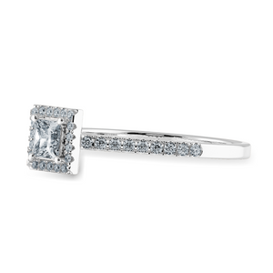 20 Pointer Princess Cut Diamond Square Halo Shank Platinum Ring JL PT 1194-C   Jewelove.US