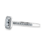Load image into Gallery viewer, 0.50cts Emerald Cut Solitaire Halo Diamond Shank Platinum Ring JL PT 1197-A   Jewelove.US
