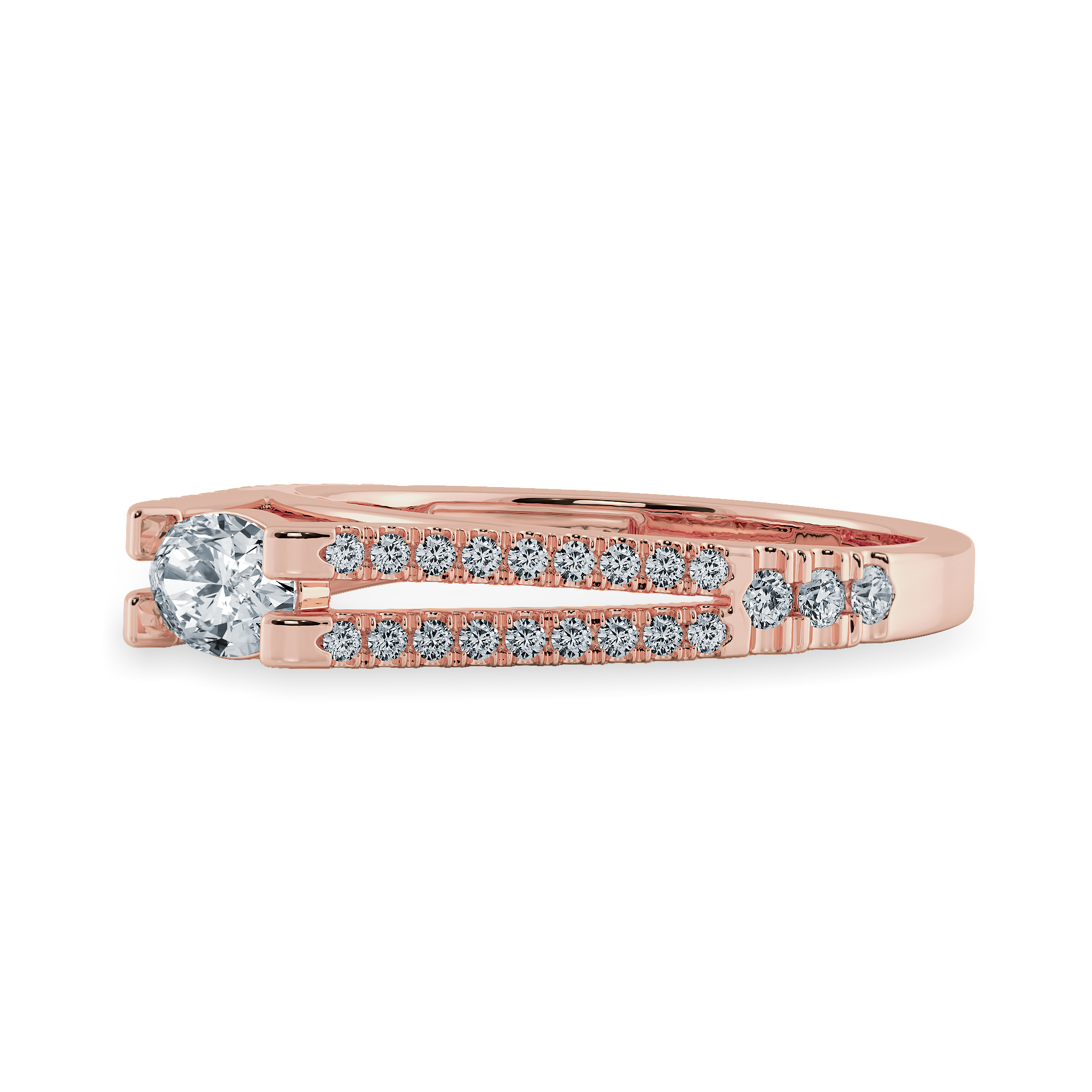 0.50cts. Oval Cut Solitaire Diamond Split Shank 18K Rose Gold Ring JL AU 1182R-A   Jewelove.US