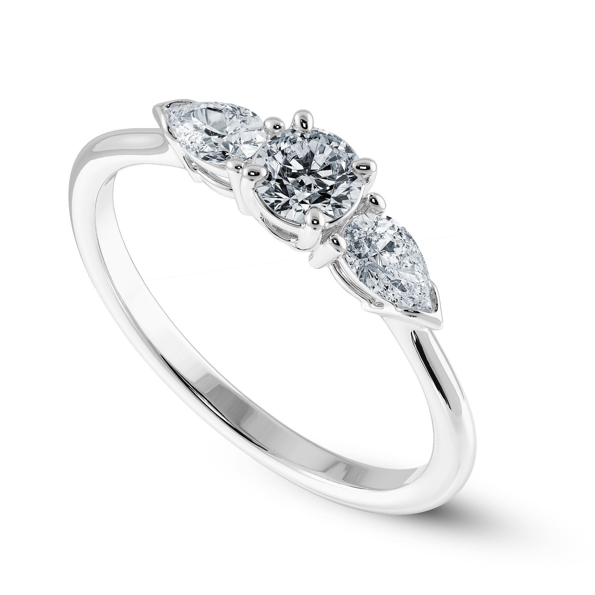 0.20cts Solitaire with Pear Cut Diamond Accents Platinum Ring JL PT 2020-C   Jewelove.US