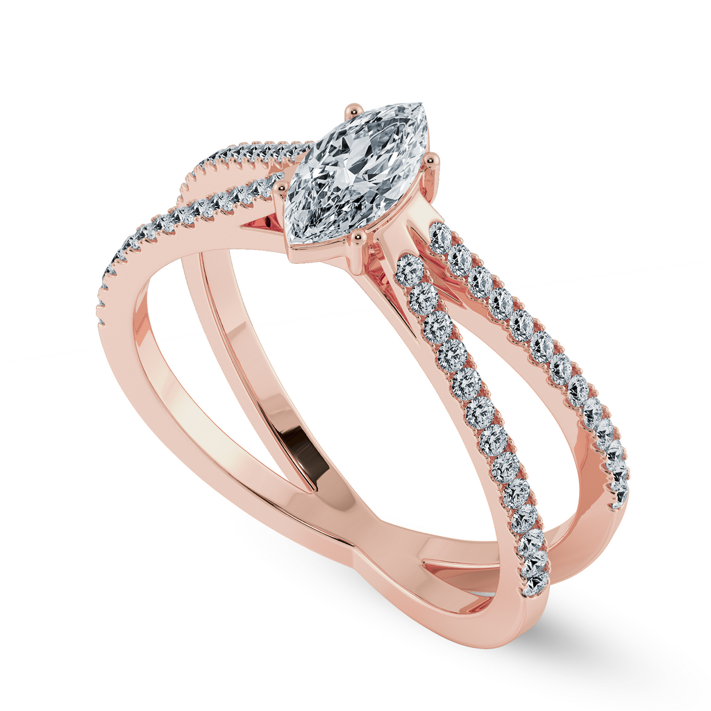 0.50cts. Marquise Cut Solitaire Diamond Split Shank 18K Rose Gold Ring JL AU 1176R-A   Jewelove.US