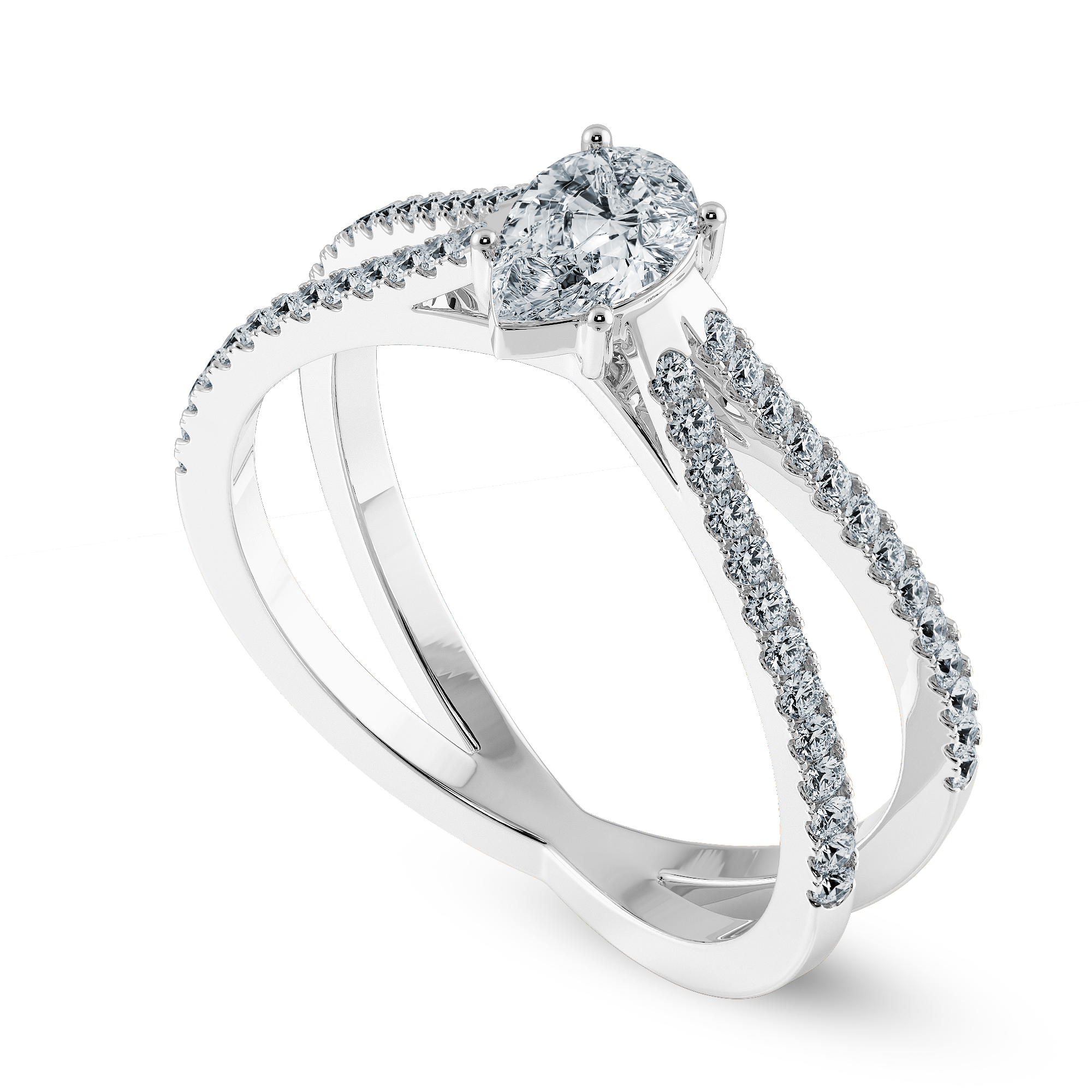 50-Pointer Pear Cut Solitaire Diamond Split Shank Platinum Ring JL PT 1175-A   Jewelove.US