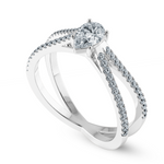 Load image into Gallery viewer, 50-Pointer Pear Cut Solitaire Diamond Split Shank Platinum Ring JL PT 1175-A   Jewelove.US
