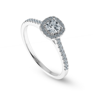 0.30cts. Cushion Cut Solitaire Diamond Halo Shank Platinum Engagement Ring JL PT 1195-B   Jewelove.US