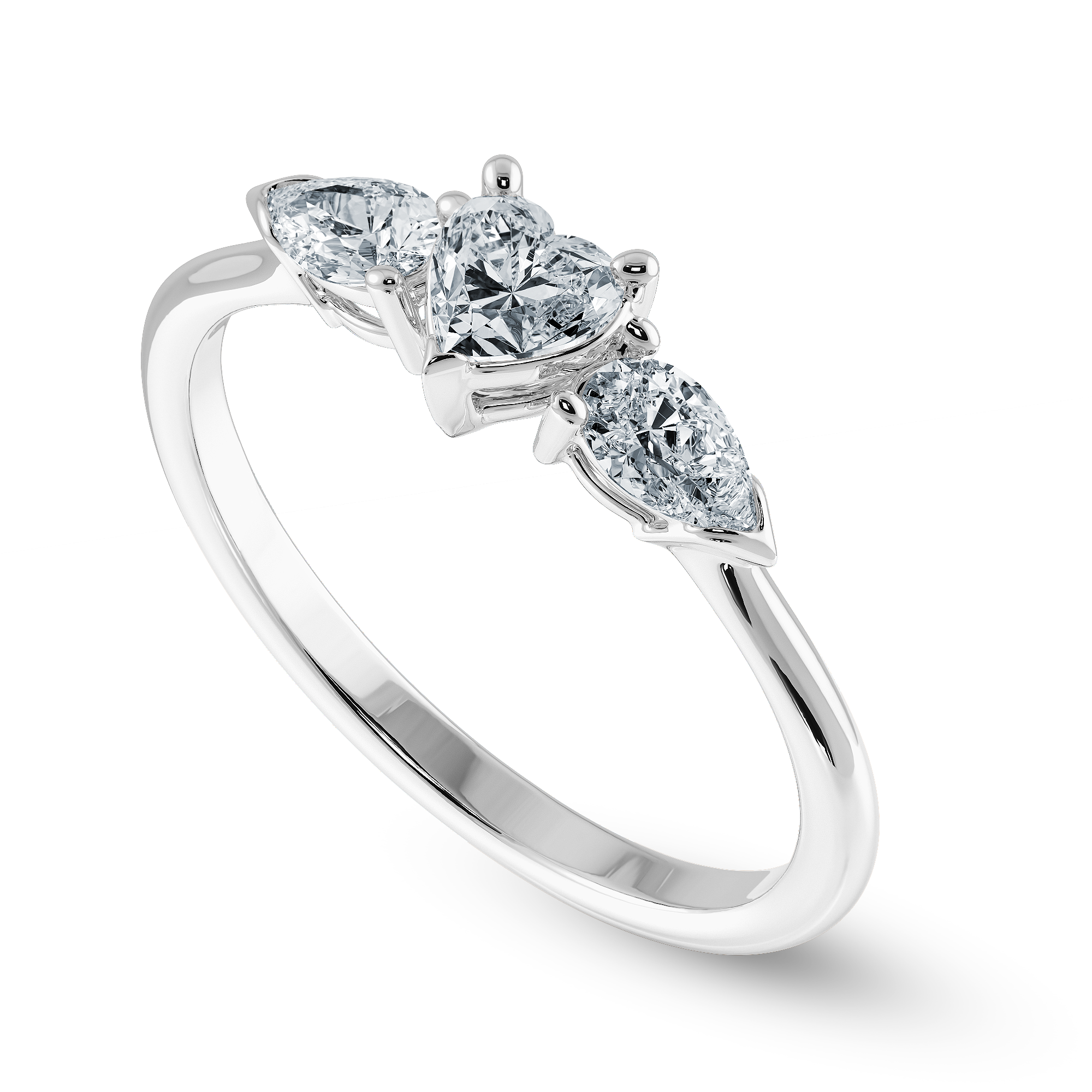0.70cts Heart Cut Solitaire with Pear Cut Diamond Accents Platinum Ring JL PT 1205-B   Jewelove.US