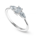 Load image into Gallery viewer, 0.30cts Emerald Cut Solitaire with Pear Cut Diamond Accents Platinum Ring JL PT 1204   Jewelove.US
