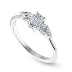 0.30cts Emerald Cut Solitaire with Pear Cut Diamond Accents Platinum Ring JL PT 1204   Jewelove.US