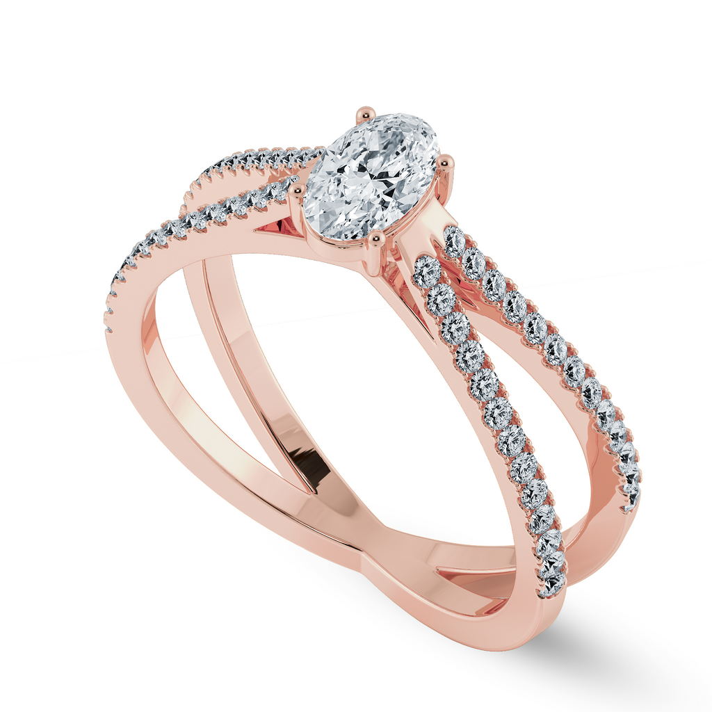 0.50cts. Oval Cut Solitaire Diamond Split Shank 18K Rose Gold Ring JL AU 1174R-A   Jewelove.US