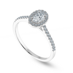 Load image into Gallery viewer, 0.50cts Oval Cut Solitaire Halo Diamond Shank Platinum Ring JL PT 1199-A   Jewelove.US
