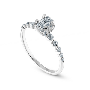 0.70cts Emerald Cut Solitaire Halo Diamond Accents Platinum Ring JL PT 2006-B   Jewelove.US