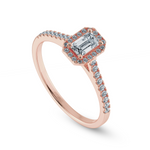 Load image into Gallery viewer, 0.50cts. Emerald Cut Solitaire Halo Diamond Shank 18K Rose Gold Ring JL AU 1197R-A   Jewelove.US
