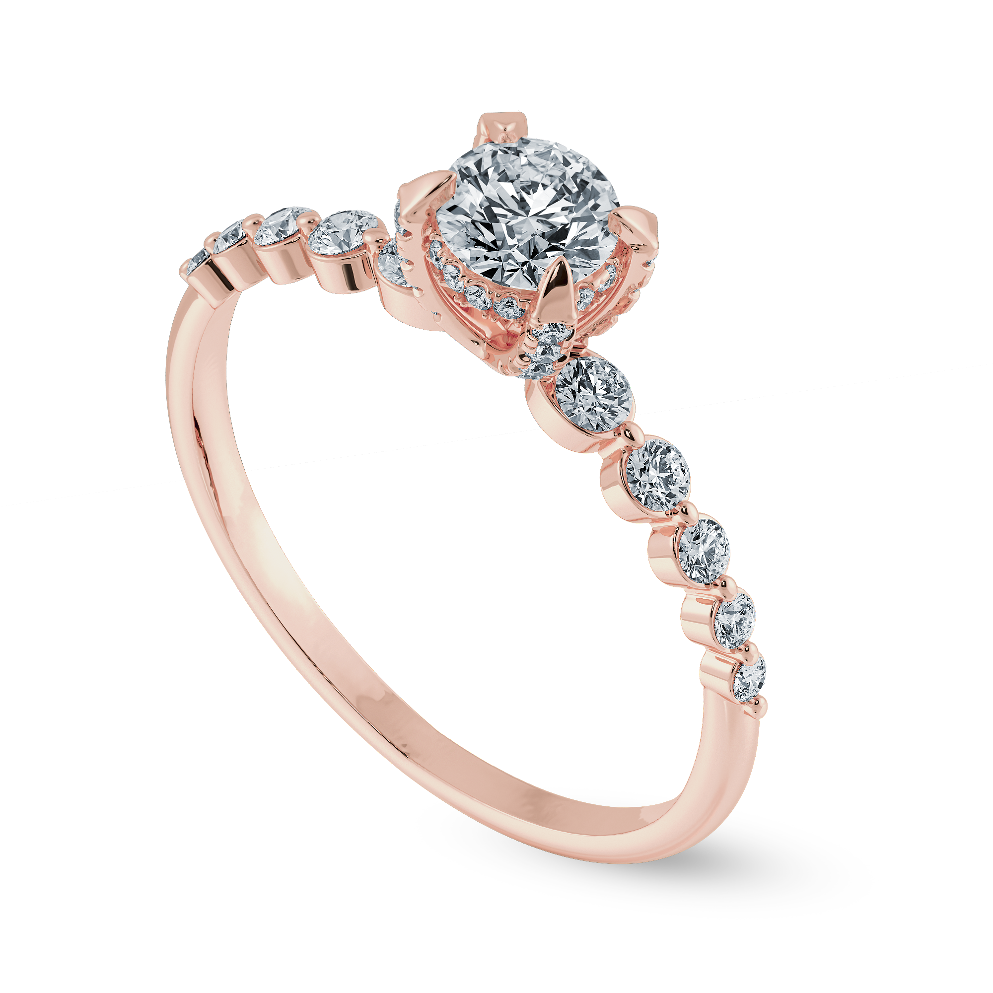 0.20cts. Solitaire Diamond Accents 18K Rose Gold Ring JL AU 1202R-C   Jewelove.US