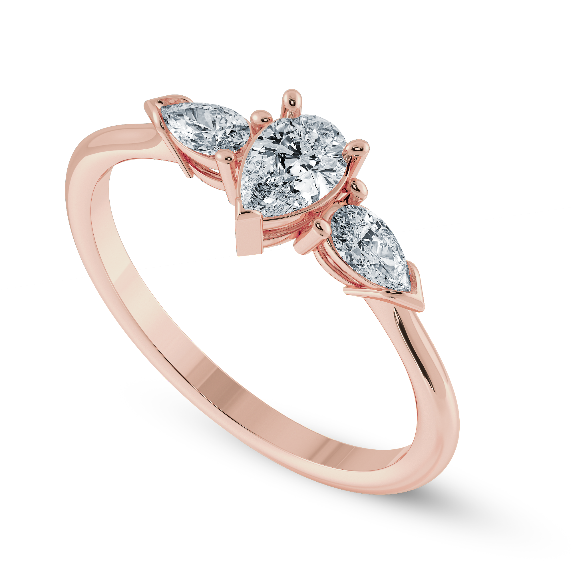 0.50cts. Pear Cut Solitaire Diamond Accents 18K Rose Gold Ring JL AU 1207R-A   Jewelove.US