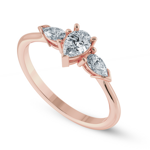 0.50cts. Pear Cut Solitaire Diamond Accents 18K Rose Gold Ring JL AU 1207R-A   Jewelove.US
