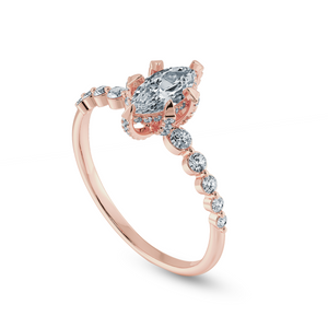 0.50cts. Marquise Cut Solitaire Halo Diamond Shank 18K Rose Gold Ring JL AU 2010R-A   Jewelove.US