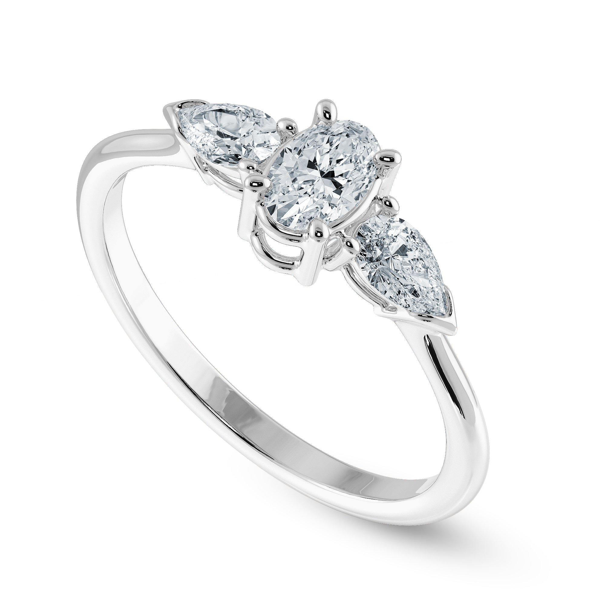 0.70cts Oval Cut Solitaire with Pear Diamond Accents Platinum Ring JL PT 1206-B   Jewelove.US