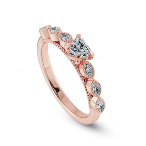 0.50cts. Heart Cut Solitaire with Marquise Cut Diamond Accents 18K Rose Gold Ring JL AU 2016R-A   Jewelove.US