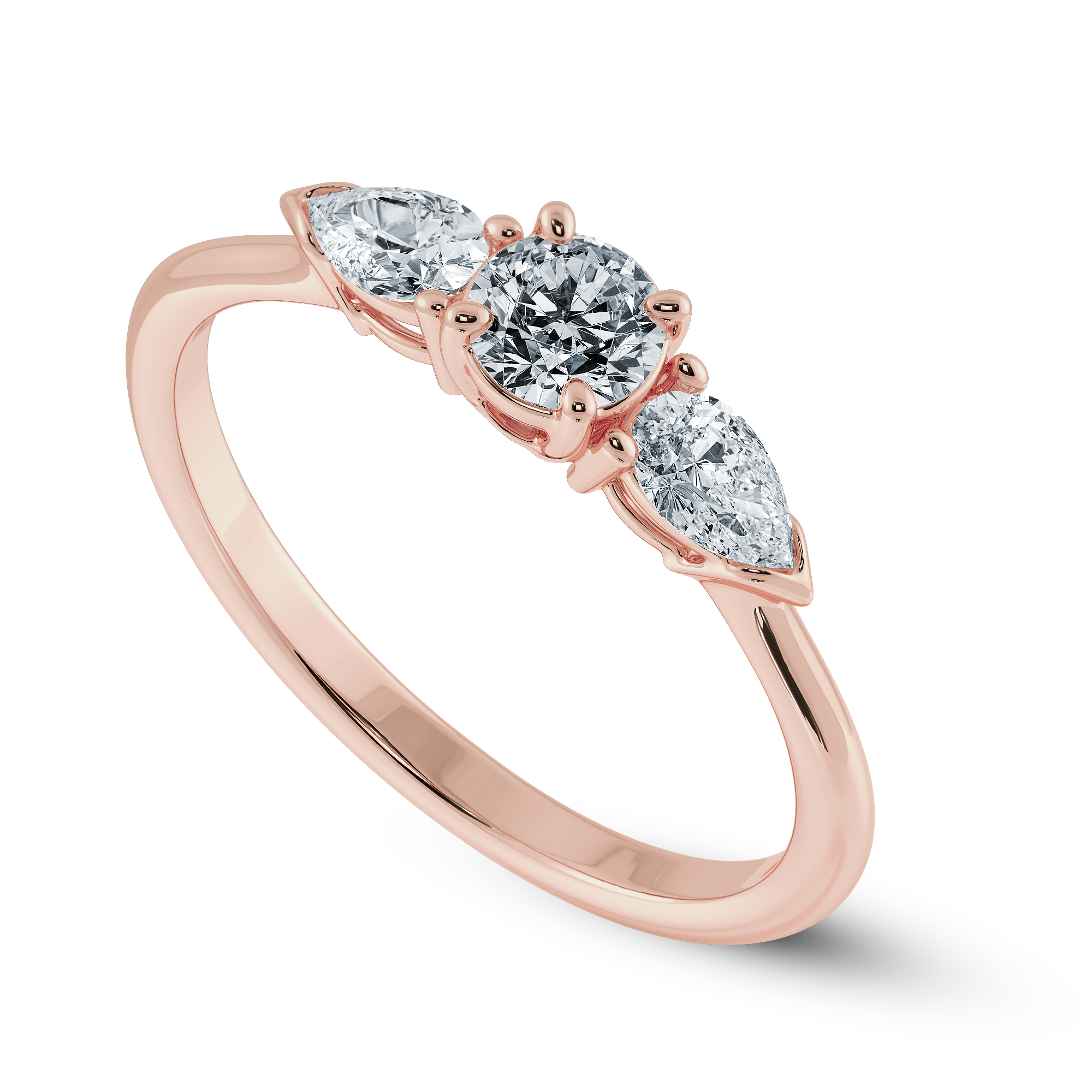 0.30cts. Solitaire with Pear Cut Diamond Accents 18K Rose Gold Ring JL AU 2020R   Jewelove.US