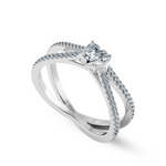 Load image into Gallery viewer, 50-Pointer Heart Cut Solitaire Diamond Split Shank Platinum Ring JL PT 1173-A   Jewelove.US
