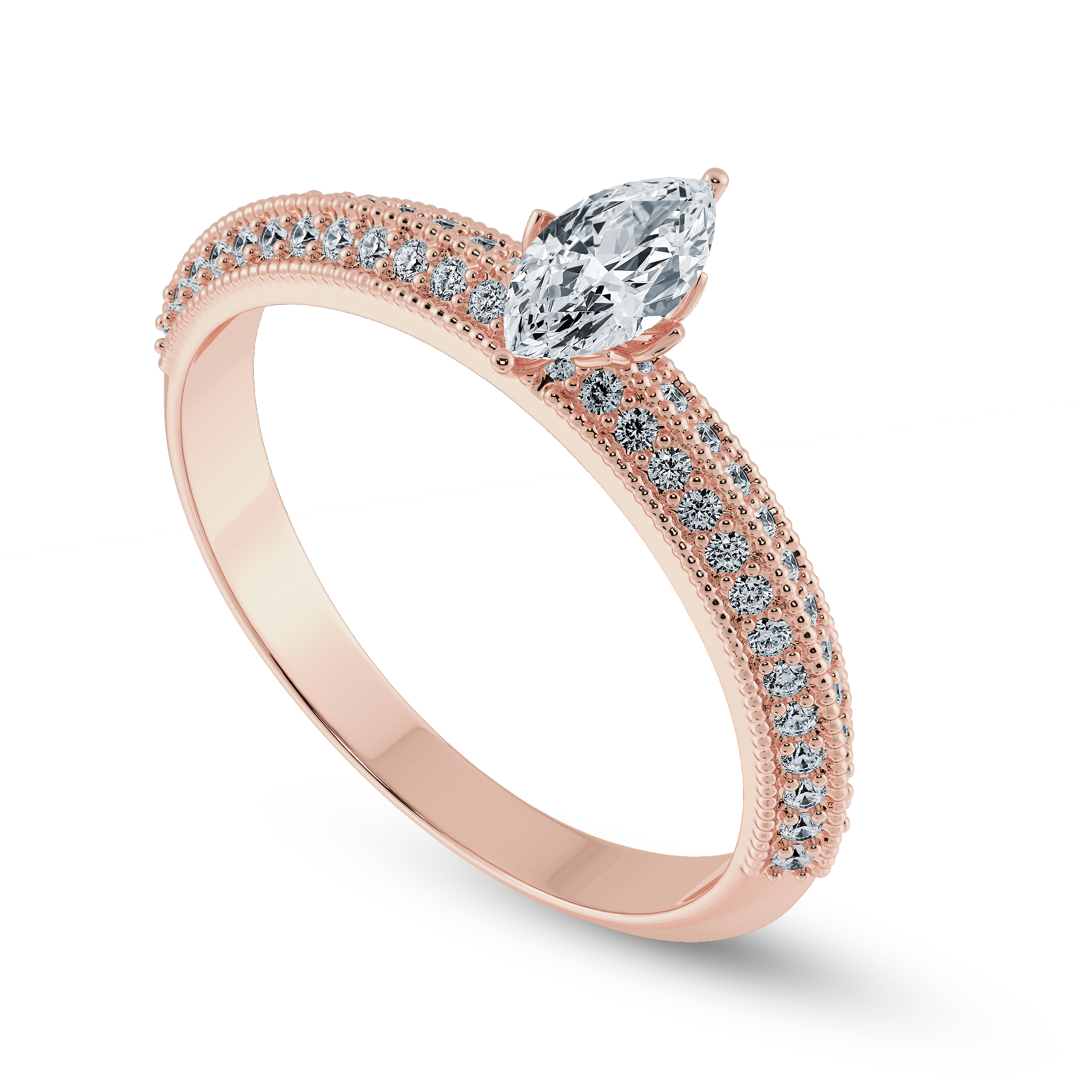 0.70cts. Marquise Cut Solitaire Diamond Split Shank 18K Rose Gold Ring JL AU 1192R-B   Jewelove.US