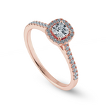 Load image into Gallery viewer, 0.50cts. Cushion Cut Solitaire Halo Diamond Shank 18K Rose Gold Ring JL AU 1195R   Jewelove.US

