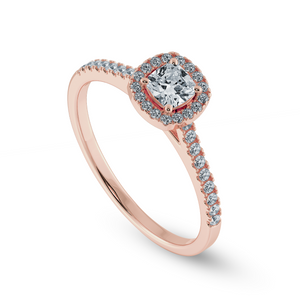 0.50cts. Cushion Cut Solitaire Halo Diamond Shank 18K Rose Gold Ring JL AU 1195R   Jewelove.US