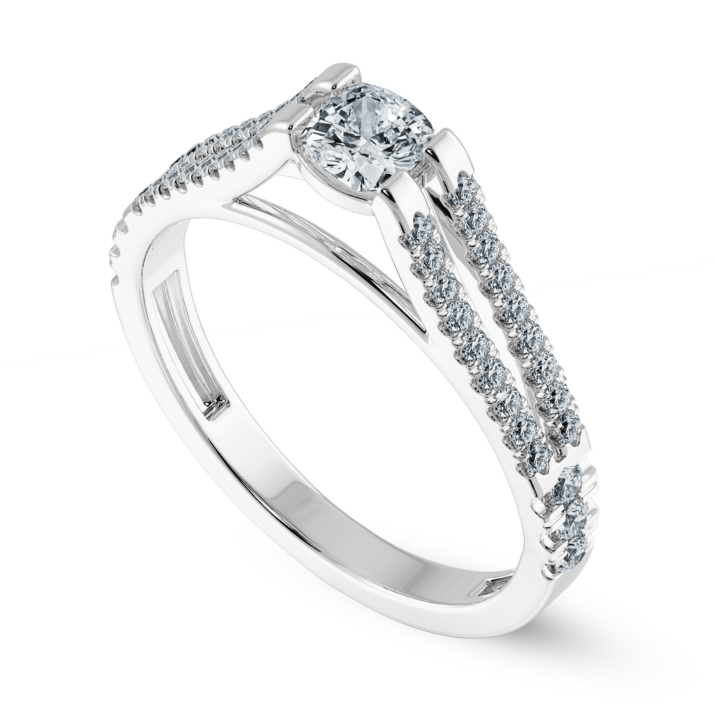 0.50cts. Cushion Cut Solitaire Diamond Split Shank Platinum Diamond Shank Engagement Ring JL PT 1179-A   Jewelove.US
