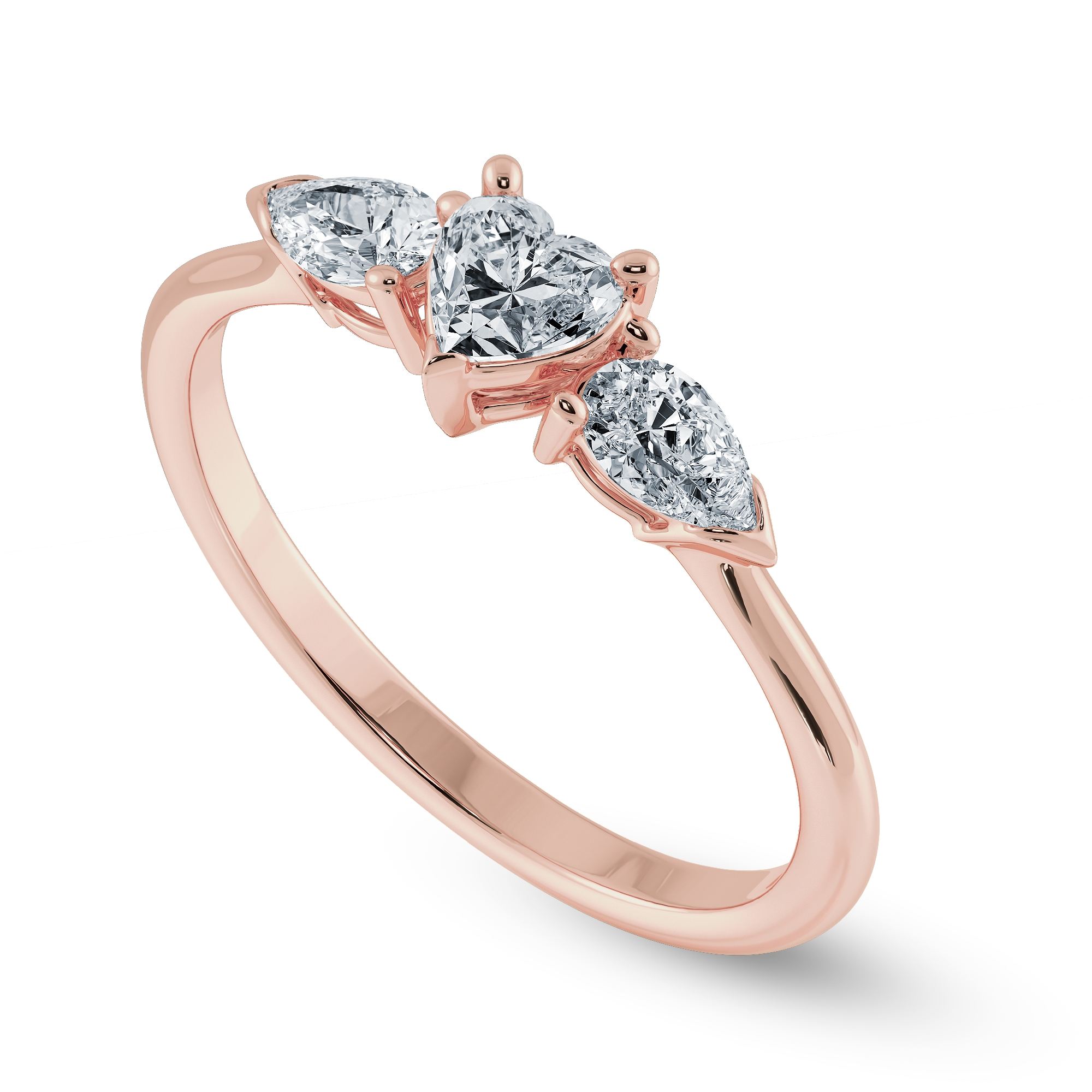 0.30cts. Heart Cut Solitaire with Pear Cut Diamond Accents 18K Rose Gold Ring JL AU 1205R   Jewelove.US