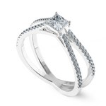 Load image into Gallery viewer, 30-Pointer Princess Cut Solitaire Diamond Split Shank Platinum Ring JL PT 1170   Jewelove.US
