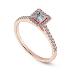 Load image into Gallery viewer, 0.30cts. Princess Cut Solitaire Diamond Square Halo Shank Shank 18K Rose Gold Ring JL AU 1194R   Jewelove.US
