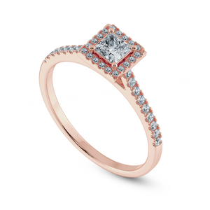 0.30cts. Princess Cut Solitaire Diamond Square Halo Shank Shank 18K Rose Gold Ring JL AU 1194R   Jewelove.US