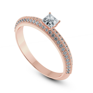 0.30cts. Princess Cut Solitaire Diamond Split Shank 18K Rose Gold Ring JL AU 1186R   Jewelove.US