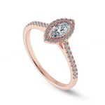 Load image into Gallery viewer, 0.50cts. Marquise Cut Solitaire Halo Diamond Shank 18K Rose Gold Ring JL AU 1201R-A   Jewelove.US
