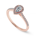 Load image into Gallery viewer, 0.70cts. Pear Cut Solitaire Halo Diamond Shank 18K Rose Gold Ring JL AU 1200R-B   Jewelove.US
