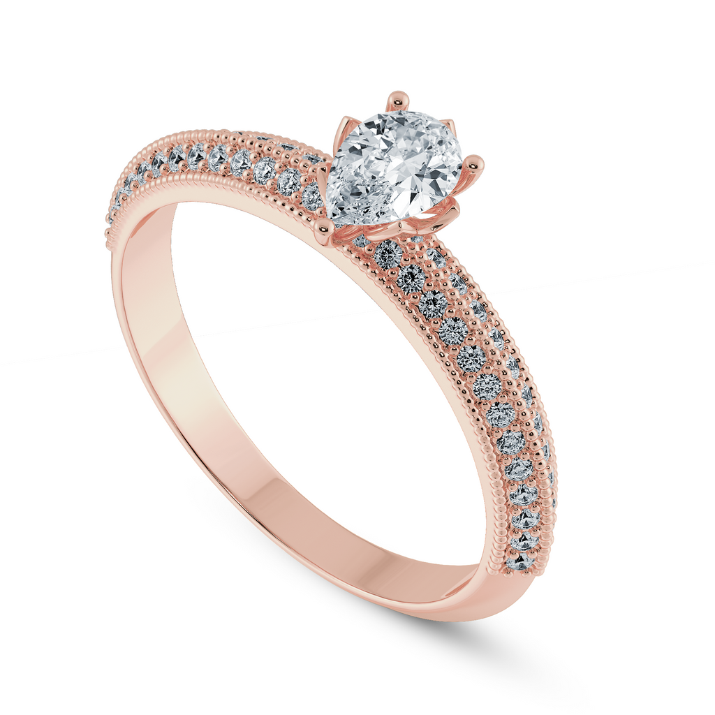 0.70cts. Pear Cut Solitaire Diamond Split Shank 18K Rose Gold Ring JL AU 1191R-B   Jewelove.US