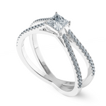 Load image into Gallery viewer, 50-Pointer Princess Cut Solitaire Diamond Split Shank Platinum Ring JL PT 1170-A   Jewelove.US
